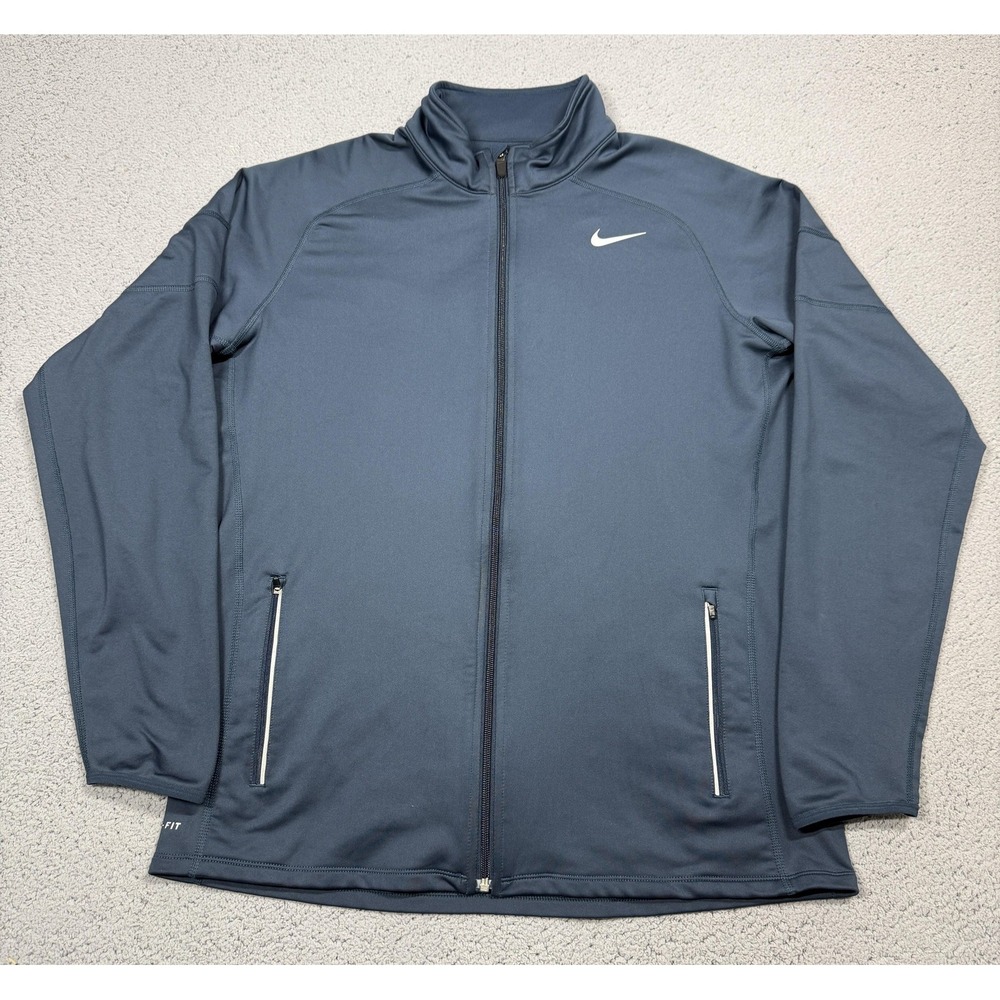 Nike Jacket Mens Large Blue Dri-FIT Full Zip Track Athletic Running 548859-455
